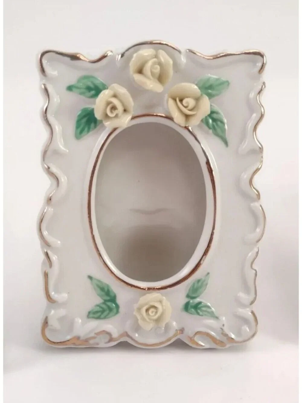 Vtg Yellow Rose Porcelain Picture Frames Hand Painted Flower Floral Lot of 4